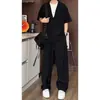 Nuevo Estilo de Verano Estilo Old Money Traje Casual de Gama Alta para Hombre, Lujo Ligero Transpirable Falso Dos Piezas Manga Corta Pantalón Largo Conjunto de Dos Piezas