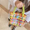 Hd6240A05 Cesta de Legumes Bolsa de Palha Novo Estilo Estilo Pastoral Bolsa de Palha Tecida Feminina Cor de Contraste Colorida Bolsa de Presente