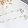 Nafoge plata al por mayor pendientes de plata de ley 925 con perla natural pequeña pendientes largos de borla de plata de moda