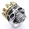Anillo de Calavera, Anillo de Calavera Dorada con Forma de Corona para Hombre, Accesorio Popular Europeo y Americano para Discoteca, Aleación