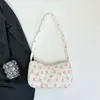 Bolsa de Ombro Único Estilo Coreano Morango Fofo Versátil Casual Bolsa de Axila Design de Nicho Estampado Bolsa com Textura para o Dia a Dia para Mulheres