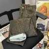 Pantalones de Leopardo de Marca Nueva de Moda Ins para Hombre, Estilo Retro Americano High Street, Jeans Casuales Sueltos de Peso Pesado