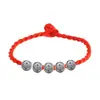 Cuentas Circulares Cuerda Roja Edición con Cuerda Roja Audi Chapado en Plata Cuentas Giratorias Pulsera de Cuerda Roja del Año del Zodiaco Pulsera para Mujer