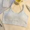 Camisole Sutiã de Algodão Puro para Meninas Doce Versátil Roupa Íntima com Alças Fixas e Bojo Integrado Camiseta Regata Estudante