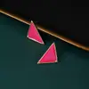 Estilo sencillo moda triángulo aleación resina aretes de botón para mujer triángulo geométrico joyería para mujer venta caliente transfronteriza