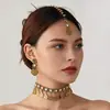 Conjunto de Joias Colar, Brincos e Pingente para Sobrancelha Colorido de Metal com Franjas de Moedas Indianas Populares Multicamadas Transfronteiriço