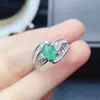 Anillo de Esmeralda Natural Popular al por Mayor de Fábrica Plata S925 Incrustado con Piedra Principal 5*7 Joyería de Lujo Venta Directa de Fábrica