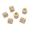 Venta Caliente Transfronteriza Cobre Relleno de Oro de 14K Incrustado con Circonita Doble Fila de Perlas Cilíndricas Espaciador Pulsera Material DIY Hecho a Mano Accesorios de Joyería