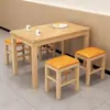 Mesa de Comedor de Madera Maciza para Uso Comercial en Restaurantes, Mesa de Comedor Rectangular Moderna y Sencilla, Mesa y Taburetes Sencillos Especiales para Cafeterías, Mesa de Madera Maciza