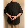 Camisa Retro de Manga Corta Estilo Japonés con Cuello Vertical para Hombre Moda de Verano Marca de Alta Gama Camisa Yuppie para Hombre con Top de Siete Mangas