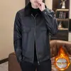 Jaqueta Grossa com Forro de Lã de Inverno Masculina de Alta Qualidade Bonita Tendência Roupas de Motociclista Roupas de Couro Roupas de Inverno Jaqueta de Algodão Quente Juventude