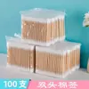 Hisopos de algodón desechables de doble cabezal, bolsa de 100 unidades, para limpieza en caja, desmaquillantes para el hogar, hisopos de algodón para oídos enlatados.