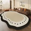 Tapete Estilo Creme Francês Sala de Estar Sem Lavar Limpável Irregular Quarto Cabeceira Cobertor Formato Especial Nuvem Tapete de Chão Casa de Aluguel