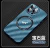 Funda protectora para iPhone 15 con patrón de fibra de carbono y succión magnética para Apple 14 Pro Max, película protectora de lente de cobertura completa de 13 pulgadas.