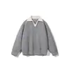 Suéter de Tricô Falso Duas Peças com Decote V para Homem, Estilo Americano Outono e Inverno, Estilo Cool Old Money, Suéter Casual Color-Blocking com Gola Reversível