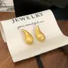 Pendientes Sencillos, Lujo Ligero, Moda de Gama Alta con Acabado Cepillado en Forma de Gota de Agua con Diseño Único de Nicho, Estilo Europeo y Americano, Versátiles para el Uso Diario