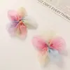 Organza Gradiente Colorido Flores de Cinco Pétalos Cosidas a Mano Accesorios para Pasador de Pelo DIY Hechos a Mano Accesorios para Ropa de Vestir Venta al Por Mayor