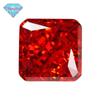Huagang Gem 9A Ice Flower Cut Square Chanfro Alto Carbono Diamante Pequeno Anise Padma Zircon Vermelho Pedra Nua Anel
