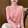 Osmanthus Agulha Malha Suéter Feminino Outono e Inverno Nova Coreano Gola Redonda Camisa Base Cor Sólida Casaco Solto Suéter