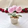 Liquidação de Produtos Acabados Girassol Rosa Girassol Tulipa Crochê Feito à Mão Fio Planta em Vaso Enfeites Atacado