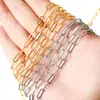 Cadena de clip para papel de acero de titanio popular europea y americana de acero inoxidable aplanada cadena de martillo largo cruzada accesorios para joyería diy en stock venta al por mayor