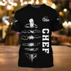 AliExpress transfronteiriço camiseta masculina de manga curta personalidade chef restaurante impressão 3D casual solta manga curta venda direta da fábrica