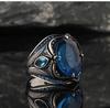 Anillo de zafiro transfronterizo Hesheng para hombre, con personalidad de deseo, estilo retro punk, anillo de diamantes europeo y americano.