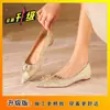 Sapatos de Casamento, Sapatos Baixos Que Não Cansam Seus Pés, Sapatos de Cristal de Alta Qualidade para Gestantes, Sapatos de Salto Baixo para Madrinhas Que Podem Ser Usados Diariamente, Novo Modelo 2025