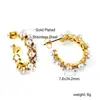 Brincos de Pérola Falsa Estilo Ins Europeu e Americano, Brincos Geométricos Torcidos Elegantes e Luxuosos em Forma de C Dourado, Presilhas de Aço Inoxidável para Mulheres