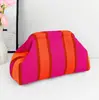 Bolso de Mano de Punto Rayado, Bolso de Mahjong, Versátil Portátil para el Día a Día, Tejido con Clip de Almacenamiento, Bolsa de Maquillaje, Gran Capacidad