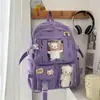 Mochila Escolar para Secundaria y Preparatoria Estilo Coreano Moderna Trendy Chica Mochila Casual Estilo Harajuku Dibujos Animados Estilo Japonés Mochila Color Sólido