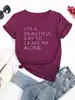 Camiseta Casual con Estampado 'Déjame en Paz' de Cuello Redondo