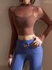Venta al por mayor de camisetas deportivas sexis con tirantes, ropa de entrenamiento ajustada al ombligo, ropa de yoga de manga larga con almohadilla para el pecho, ropa de fitness