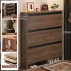 Zapatero de madera maciza con puerta abatible para entrada de casa, mueble de almacenamiento delgado para pasillo interior y exterior, zapatero estrecho