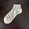 Meias Finas de Verão para Mulheres, Meias Respiráveis de Malha Baixas com Estampa Floral, Meias Invisíveis Estilo Coreano College, Meias de Algodão Antiderrapantes