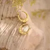 Brincos de Tarraxa Sólidos Martelados Geométricos Irregulares de Aço Inoxidável, Simples e Versáteis, Banhados a Ouro 18K, Transfronteiriços
