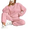 Outono e Inverno 2025 Roupas Europeias e Americanas Transfronteiriças Nova Moda Tricotado Jacquard Pulôver Jaqueta Calças Casual Conjunto de Duas Peças