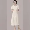Vestido de Novia 2026 que se Puede Usar Casual, Elegante Vestido Simple de Manga Corta de Longitud Media Línea A para Novias y Fiestas