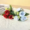 Tres Rosas de Helado con Lazos de Cuerda de Cáñamo, Estilo Nórdico Decoración Pequeña en Maceta de Flor Artificial y Planta Verde para Escritorio del Hogar