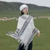 Novo Xale Étnico Retro Artístico Longo Su Liu Espessado Quente Cardigã de Tricô Xale Outer Viagem
