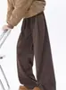 Pantalones Casuales Marrones Vintage para Hombre, Temporada de Otoño e Invierno, Pantalones Rectos Holgados con Efecto de Caída, Pantalones Deportivos Anchos Estilo Americano Relajados