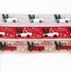 Decorações de Natal Fita de Borda de Linho Imitada 6,3cm Fita Pingente para Decoração de Árvore de Natal Fita Estampada com Carro