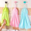 Toalla colgante para cocina, baño, color sólido, absorbente, de secado rápido, toalla de manos de terciopelo coral, toalla de mano para el hogar, trapo