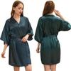 Amazon Cross-border Camisola Feminina Twisted Sade Roupão Cor Sólida Brilho Verão Fino Sexy Curto Cardigan Vestido