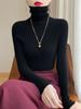 Suéter de manga larga con cuello alto de primera línea para mujer, otoño e invierno 24, nuevo estilo extranjero, suéter de punto cálido de color sólido ajustado