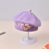 Gorro de Bebé Otoño e Invierno Bebé Niña Lindo Boina de Flor Gorro de Lana Infantil Gorro de Pintor Tejido para Niñas Moderno