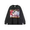 Estilo americano Street Fun Cartoon Direct Injet Impresso Camiseta de manga curta Masculina Moda Marca Velha Lavada Pesada Casal T-shirt Ins