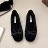 Zapatos de Moda de Invierno 2026 Tallas Grandes con Felpa Zapatos de Moda Retro con Felpa de Corte Bajo Lazo Suela Suave Para Usar con Faldas Planos Mary Jane
