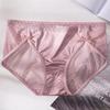 Calcinha de renda sexy feminina de seda de gelo sem costura cintura baixa charmosa malha translúcida algodão virilha calcinha de fábrica