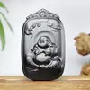 Colgante de Buda Maitreya de Jade Negro Hetian Natural para Hombres y Mujeres, Colgante de Jade Negro Guan Gong, Artículo de Venta en Vivo